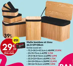 Maxi Bazar Malle bambou et tissu 66.5x29x38cm offre