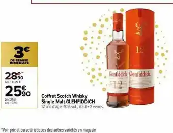 Carrefour Market Coffret Scotch Whisky Single Malt Glenfiddich offre