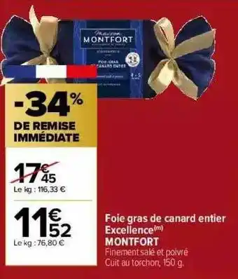 Carrefour Market Foie Gras De Canard Entier Excellence Montfort offre