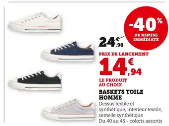 Super U Baskets toile homme offre