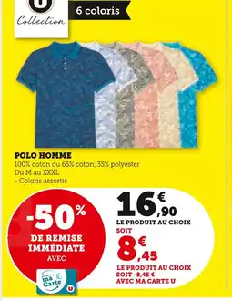 Super U U COLLECTION Polo homme offre