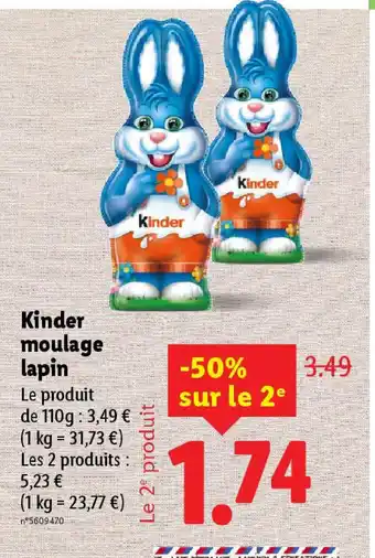 Lidl KINDER moulage lapin offre