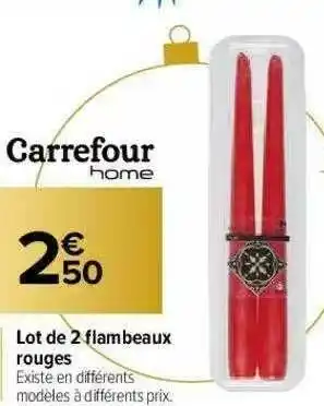 Carrefour Market Lot De 2 Flambeaux Rouges Carrefour Home offre