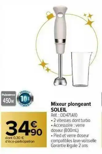 Carrefour Market Mixeur Plongeant Soleil offre