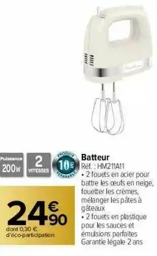 Carrefour Market Batteur offre