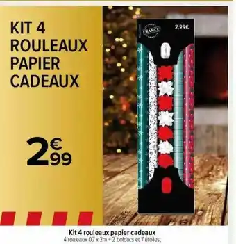 Carrefour Market Kit 4 Rouleaux Papier Cadeaux offre
