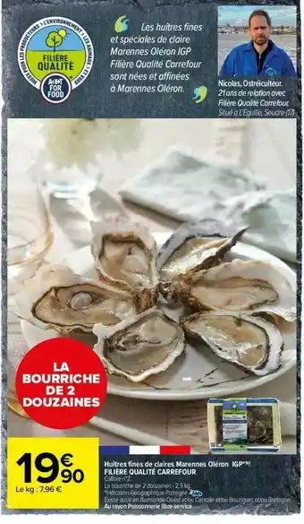 Hußtres Fines De Claires Marennes Oléron Igp FiliÚre Qualité Carrefour