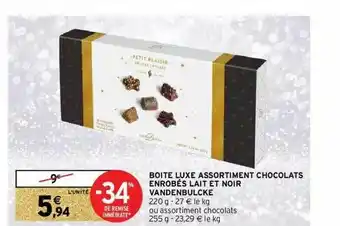 Intermarché Boîte Luxe Assortiment Chocolats Enrobés Lait Et Noir Vandenbulcke offre