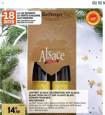 Intermarché Coffret Alsace Célébration Aop Alsace Blanc Riesling Et Aop Alsace Blanc Guwurztraminer Wolfberger offre