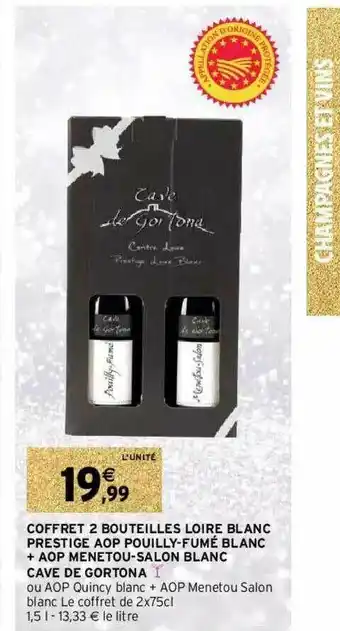 Intermarché Coffret 2 Bouteilles Loire Blanc Prestige Aop Pouilly-fumé Banc + Aop Menetou-salon Blanc Cave De Gortona offre