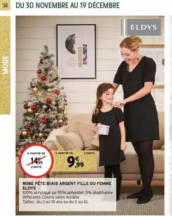 Intermarché Robe Fête Biais Argent Fille Ou Femme Eldys offre