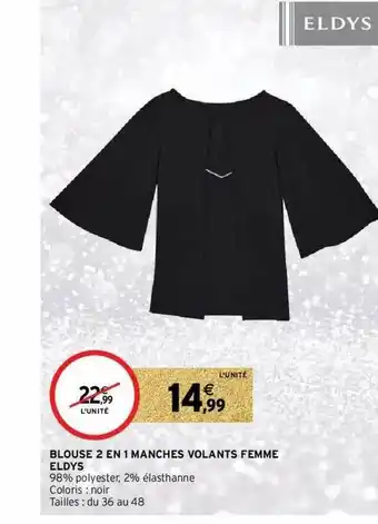Blouse 2 En 1 Manches Volants Femme Eldys