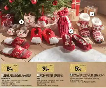 Intermarché Boule De Noël Avec Ballerines à Semelle Antidérapante Enfant Ou Adulte, Set Ballerines à Semelle Antidérapante Et Pochon De N offre