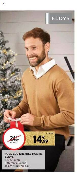 Pull Col Chemise Homme Eldys