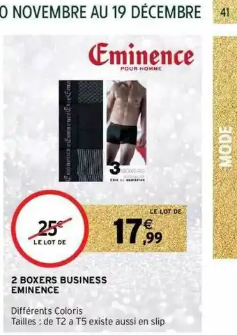 Intermarché 2 Boxers Business éminence offre