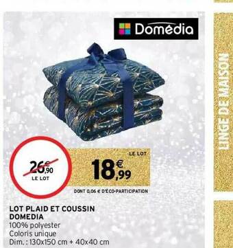 Intermarché Lot Plaid Et Coussin Domédia offre