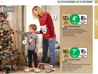 Intermarché Pull De Noël Enfant Eldys, Pull De Noël Femme Eldys offre