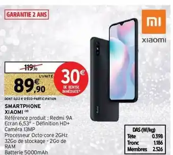 Intermarché Smartphone Xiaomi Redmi 9a offre
