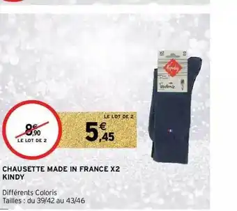 Intermarché Chaussette Made In France X2 Kindy offre