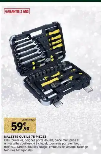 Intermarché Mallette Outils 75 Pièces offre