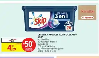 Intermarché Contact Lessive Capsules Active Clean Skip offre