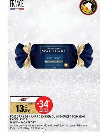 Foie Gras De Canard Entier Du Sud Ouest Torchon Excellence Maison Monfort
