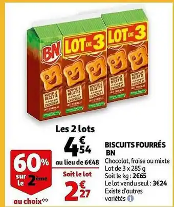 Auchan Biscuits Fourrés BN offre