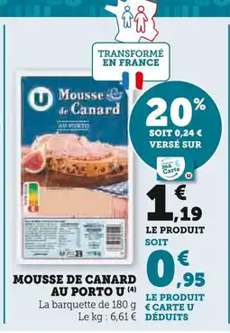 Super U U Mousse de canard au porto offre