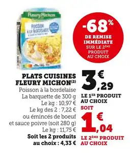 Super U Fleury Michon Plats cuisinés offre