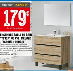 Brico Cash Ensemble salle de bain tessa 80 cm : meuble + vasque + miroir offre