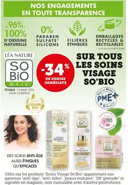 U Express So'bio -34% de remise immédiate sur tous les soins visage So'Bio offre