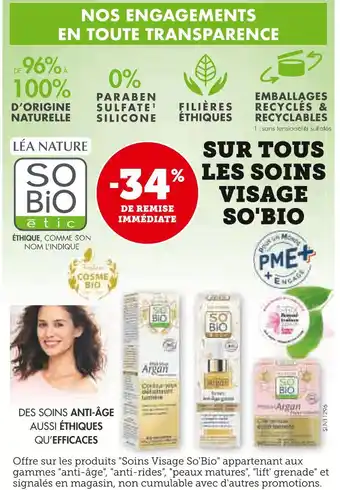 U Express So'bio -34% de remise immédiate sur tous les soins visage So'Bio offre