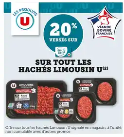 Super U U 20% versés sur ma carte U sur tout les hachés limousin U offre