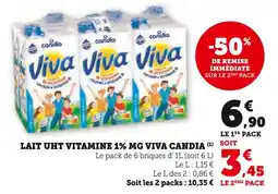 Super U Candia Lait UHT Vitamine 1% MG Viva offre