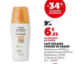 Super U CORINE DE FARME Lait Solaire offre