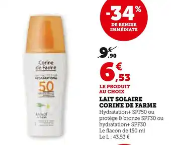 Super U CORINE DE FARME Lait Solaire offre