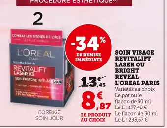 U Express L'Oréal Paris Soin visage Revitalift laser ou bright Reveal offre