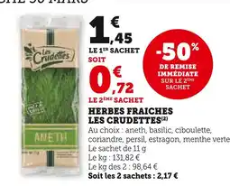 Super U Les Crudettes Herbes Fraîches offre