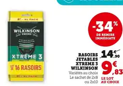 Super U Wilkinson Rasoirs jetables Xtreme 3 offre