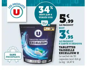 Super U U Tablettes vaisselle excellium offre