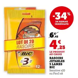 Super U BIC Rasoirs jetables 3 lames offre