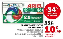 Super U Ariel LESSIVE PODS GRANDIOSE(A) offre