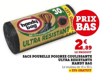 Super U HANDY BAG Sacs poubelle poignee coulissante ultra resistants offre