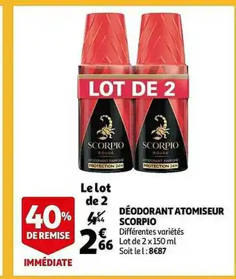 Auchan Déodorant Atomiseur Scorpio offre