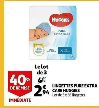 Auchan Lingettes Pure Extra Care Huggies offre
