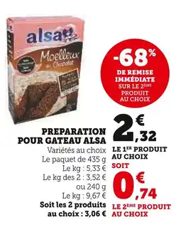 Super U Alsa Préparation pour gâteau offre