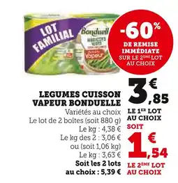 Super U Bonduelle Légumes Cuisson Vapeur offre