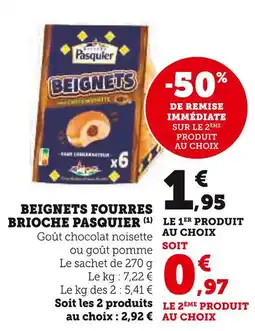 Super U Brioche Pasquier Beignets Fourrés offre