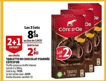 Auchan Tablette De Chocolat Fourrée Côte D'or offre