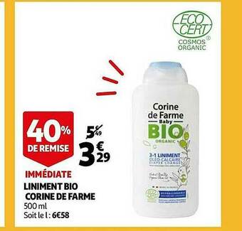 Auchan Liniment Bio Corine De Farme offre